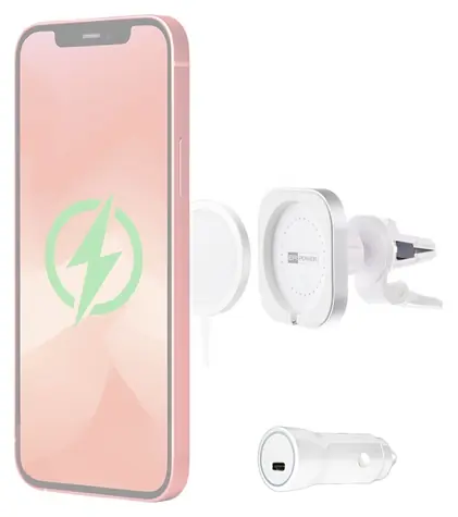 ER Power Car Vent Mount biela / Držiak do auta pre MagSafe / Autonabíjačka 20W / Do ventilácie