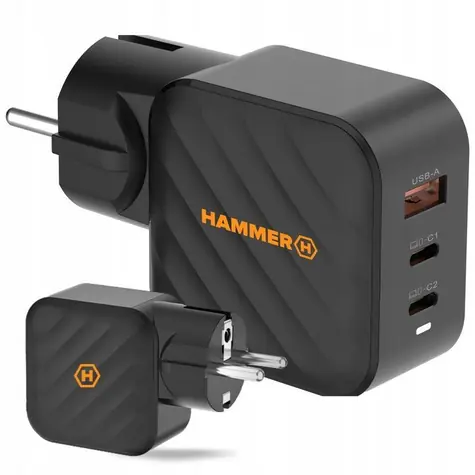 Hammer RapidCharge 65W čierna / Nabíjačka do siete / 65 W / 1x USB-A / 2x USB-C / PD