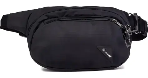 Pacsafe V100 Hip Pack čierna / Ľadvinka / ochrana RFIDsafe