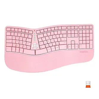 Meetion DirectorW ružová / Ergonomická bezdrôtová klávesnica / US layout / 2,4 GHz / USB-C nabíjanie