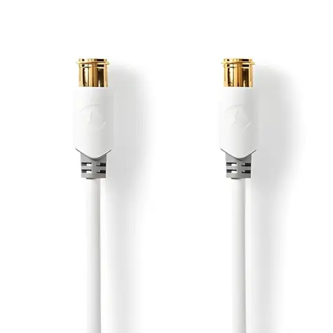 Nedis F Quick kábel F(M)-F(M) pozlátený biela / Kábel / 75 Ohm / 90 dB / dvojité tienenie / 5 m / PVC