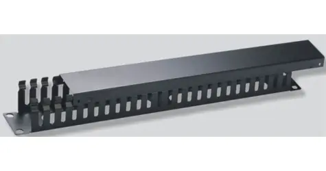 OEM Vyväzovací panel 19" 1U čierny / Vyväzovací panel / kov / priechodná / hĺbka 45 mm