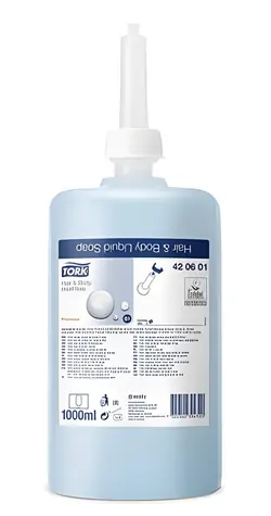 Tork Premium tekuté mydlo na vlasy a telo / Tekuté mydlo / systém S1 / 1000 ml / svieža vôňa