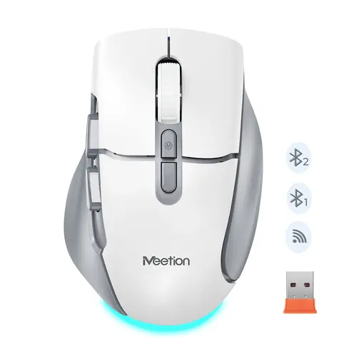 Meetion BTM001 bielo-šedá / Bezdrôtová myš / 2400 DPI / 2,4GHz / Bluetooth / 7 tlačidiel