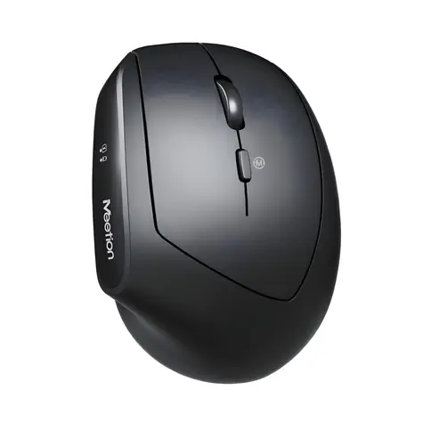 Meetion R390 čierna / Ergonomická vertikálna bezdrôtová myš / 2400 DPI / 2.4GHz / 6 tlačidiel