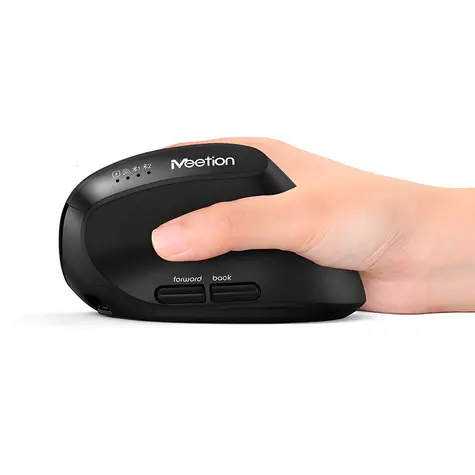 Meetion BTM008 čierna / Vertikálna bezdrôtová myš / 2400 DPI / Bluetooth / 2,4GHz / 6 tlačidiel
