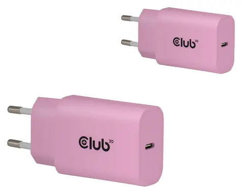 Club3D CAC-3021 ružová / Nabíjačka USB-C / 2-pack / 30W / Power Delivery