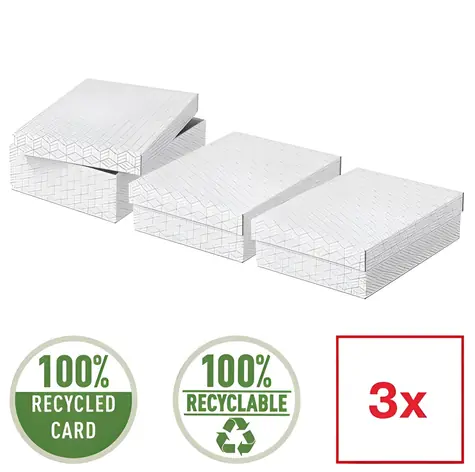 ESSELTE Úložný box Home M biela / Sada 3 ks / lepenka / nízky