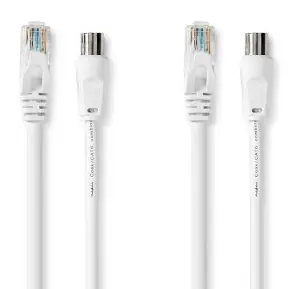 Nedis Kombinovaný kábel koax a CAT6 biela / Kombinovaný kábel / RG58 / 75 Ohm / 3 m / dvojité tienenie / box