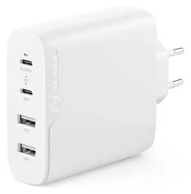Alogic Rapid Power 100W biela / Nabíjací adaptér / GaN / 4X USB / Kábel 2 m