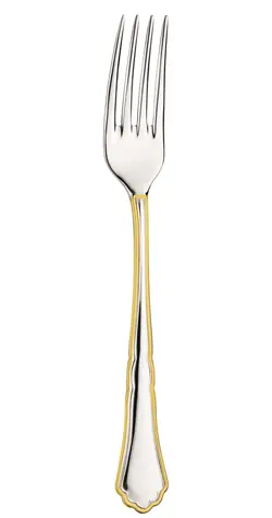 Pinti Inox Koláčová vidlička SETTECENTO GOLD FILET / Vidlička / nerezová oceľ 18/10 / leštený povrch so zlatou linkou