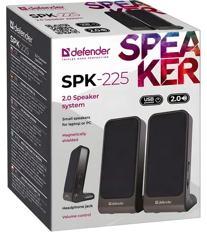 Defender SPK-225 / Reproduktory / 2.0 / 2x2 W / 3,5 mm jack + USB