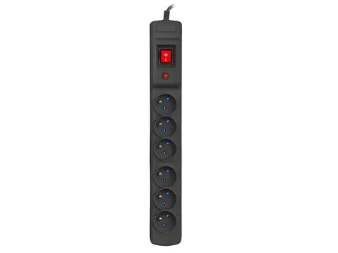 Armac Multi M6 10m čierna / Predlžovací kábel s prepäťovou ochranou / 6 zásuviek / 10 m