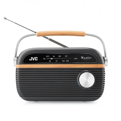 JVC RA-E215G sivá / Prenosné rádio / FM / 2W / batériové aj sieťové napájanie