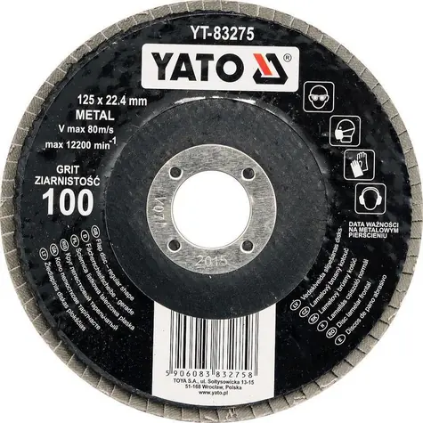 YATO Lamelový brúsny kotúč 125x22,4 mm P36 / Brúsny kotúč / Na kov