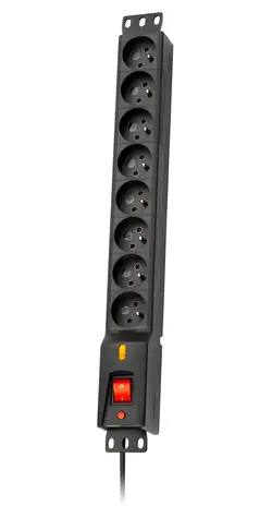 LXARM 810 3L čierna / Prepäťová ochrana / PDU do racku / 8 zásuviek / 1,5 m / 2300 W
