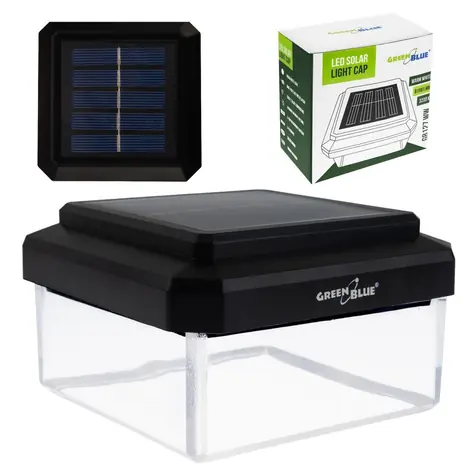 Solárne LED svetlo na stĺpik GB127 teplá biela 3200K / Vonkajšie solárne svietidlo / Rozmer 80x80 mm