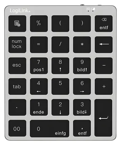 Numerická bezdrôtová klávesnica šedá / Numerická bezdrôtová klávesnica / Bluetooth 5.0 / 28 kláves / dobíjacie batérie