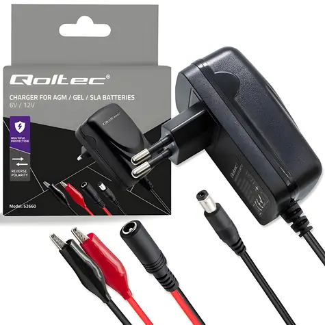 Nabíjačka olovených akumulátorov AGM/GEL STD / Nabíjačka / 6V/12V / 6W / konektor 5,5 x2, 1 mm / kábel 1,8 m