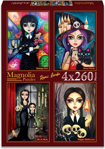 MAGNOLIA Puzzle Zvláštne dievča, Milá čarodejnica, Ja s mamou, Šťastný Halloween / 4x260 dielikov