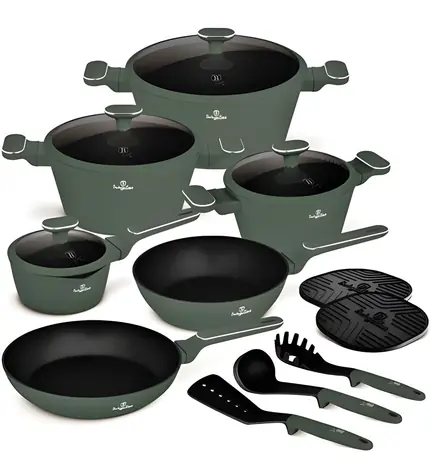 BERLINGERHAUS Matte Green Collection / Sada riadu s titánovým povrchom / 15 ks