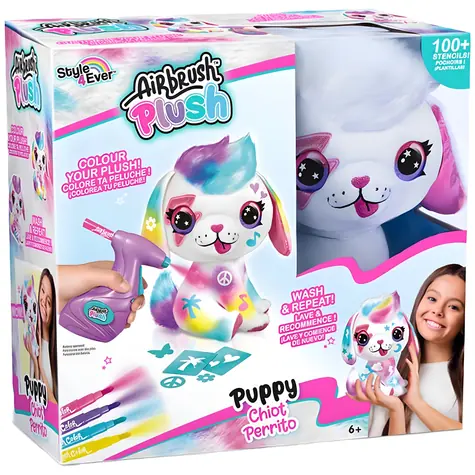 AIRBRUSH STUDIO Psík na vyfarbenie / Tvorivá sada na airbrush / Plyšová hračka / od 6 rokov