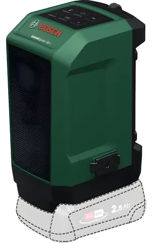 BOSCH UniversalSpeaker 18V-1 zeleno-čierna / Akumulátorový reproduktor / Bluetooth / 18V / bez batérie a nabíjačky