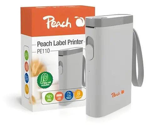 Peach PE110 biela / Tlačiareň štítkov / termálna tlač / Bluetooth / USB