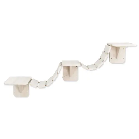 TRIXIE Nástenná lávka pre mačky biela / Drevo, sisal / dĺžka 150 cm / šírka 30 cm / 3 odpočívadlá