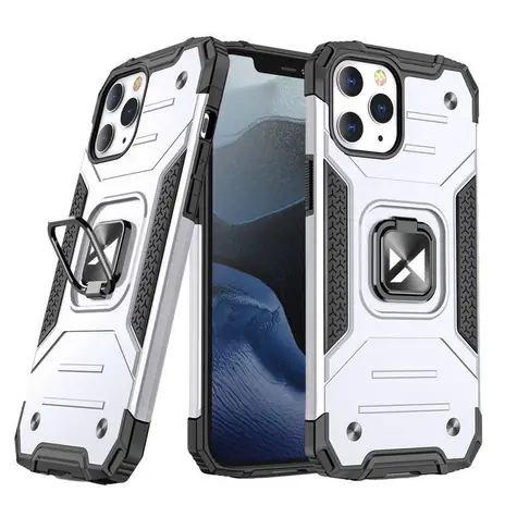 Wozinsky Ring Armor strieborná / Odolný kryt / Apple iPhone 13 Pro Max / so stojanom