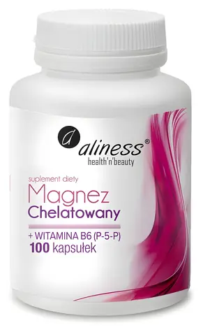 Aliness Chelated Magnesium 650 mg + B6 / Výživový doplnok / 100 kapsúl / bez lepku / bez cukru