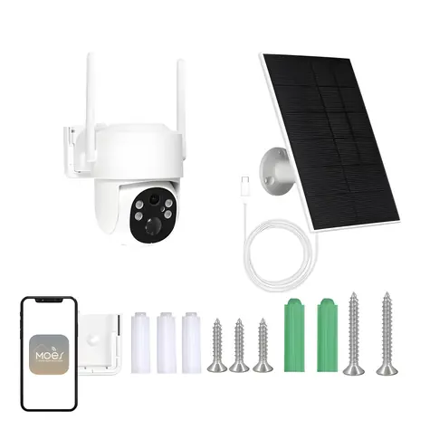 MOES WCM-J10-S / Vonkajšia IP kamera / 4 MPx / Wi-Fi / solárny panel / IR / IP65