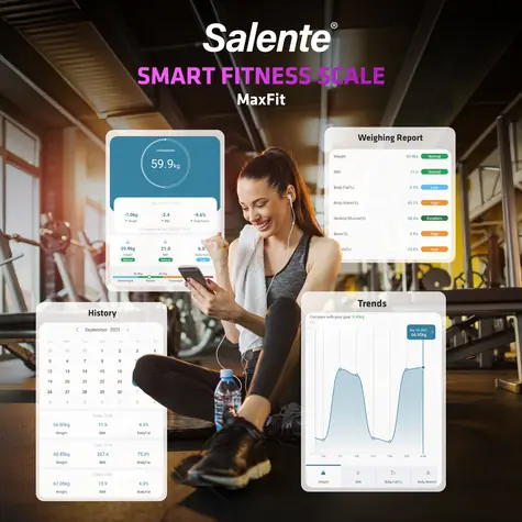 Salente MaxFit čierna / Múdra osobná váha / Bluetooth / do 180 kg / telesná analýza