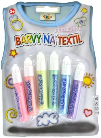 CREATOYS Farby na textil perleťové 6 ks / Výtvarná sada / od 3 rokov