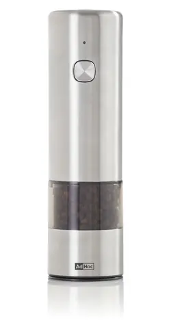 AdHoc i.Mill nerez/akryl / Mlynček na soľ a korenie / USB-C / keramický mechanizmus CeraCut® / výška 17 cm