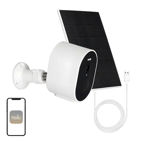 MOES WCM-S24-S / Vonkajšia IP kamera / 4MP / Wi-Fi / solárny panel / IR / IP65