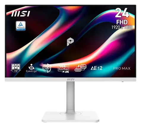 23,8" MSI PRE MAX 241PHW E14 biela / Monitor / IPS / FHD / 144Hz / 1ms / HDMI + DP + USB-C / VESA