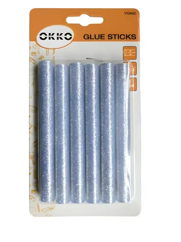 OKKO Tavné lepiace tyčinky 11,2x100 mm strieborné / Lepiace tyčinky / súprava 6 ks