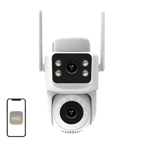 MOES WCM-Q29 / Vonkajšia IP kamera / duálny objektív 8 Mpx / PTZ / Wi-Fi 6 / IP65