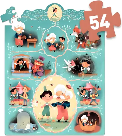 DJECO Puzzle s príbehom Pinokio / 54 dielikov / 38x50 cm