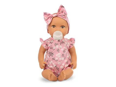 LullaBaby Bábika 35 cm v overale s čelenkou Floral Pink / od 2 rokov