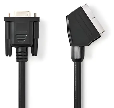 Nedis SCART - VGA kábel čierny / Kábel / SCART (M) - VGA (F) / Poniklované konektory / 2 m / 480p