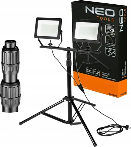 NoName Reflektor LED dvojitý na statíve 1,8 m / Reflektor / SMD LED / 2x100 W / 2x8500 lm