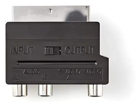 Nedis SCART adaptér čierna (CVGB31902BK) / Redukcia / SCART zástrčka - S-Video/3x RCA zásuvka