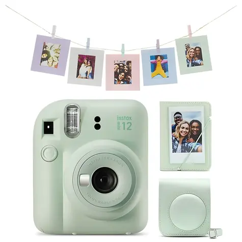Fujifilm INSTAX MINI 12 Mega Pack Mint Green / Analógový fotoaparát / Instantné fotografie / puzdro + album v balení