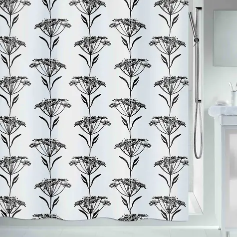 SPIRELLA Sprchový záves NATURE Design biely / motív kvetín / 180 x 200 cm / polyester