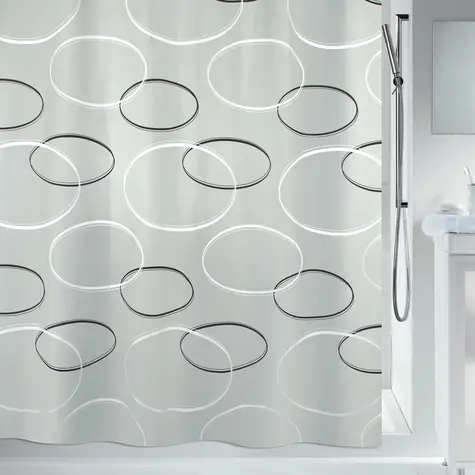 SPIRELLA ANELLO sprchový záves motív kruhy sivý / 180 x 200 cm / polyester