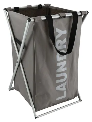 MSV LAUNDRY kôš na bielizeň skladací šedo-hnedý / 50 l / polyester, hliník