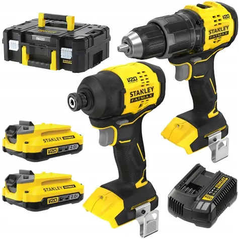 Stanley V20 SFMCK201D2T / Sada aku náradia / vŕtačka SFMCD716 / rázový uťahovač SFMCF811 / 2x18V / 2x 2,0Ah