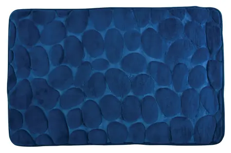 MSV Pebbles tmavo modrá / Kúpeľňová predložka / 50 x 80 cm / polyester, PU pena / protišmyková